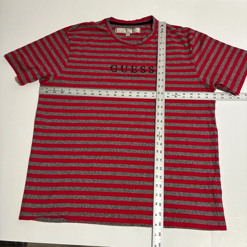 Guess Originals Mens‎ Red Gray Stripe Logo T Shirt Size L - Picture 5 of 6